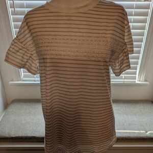 Striped Lace Detail Women's Top